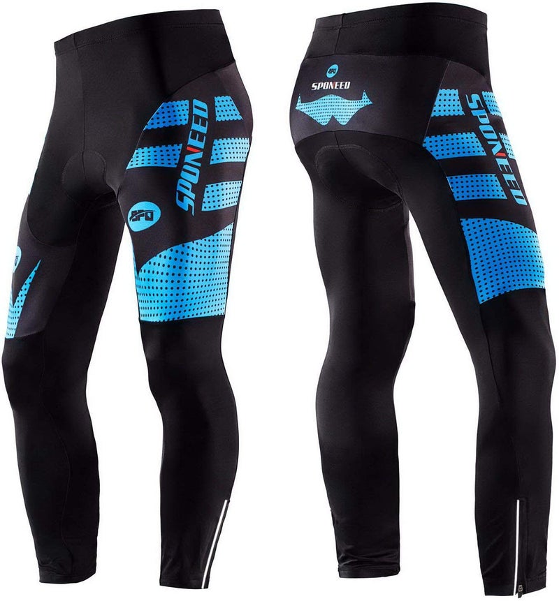 sponeed Bicycle Clothing Men Gym Bike Pants Spring Bicycling Tights Long Sleeve Riding Underpants US L Blue - Image 1